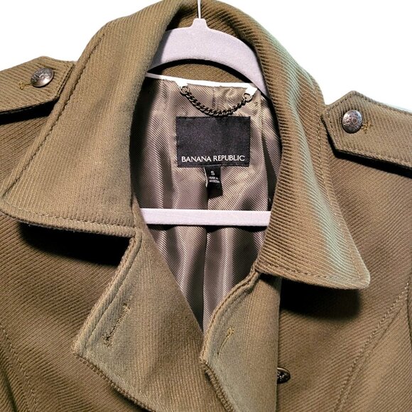 Banana Republic Olive Green Military Peacoat Wool Jacket | Women’s Small | NWOT - Picture 8 of 15